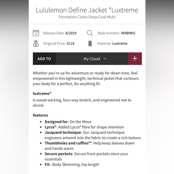 NWOT Lululemon Define Jacket - Picture 16 of 16